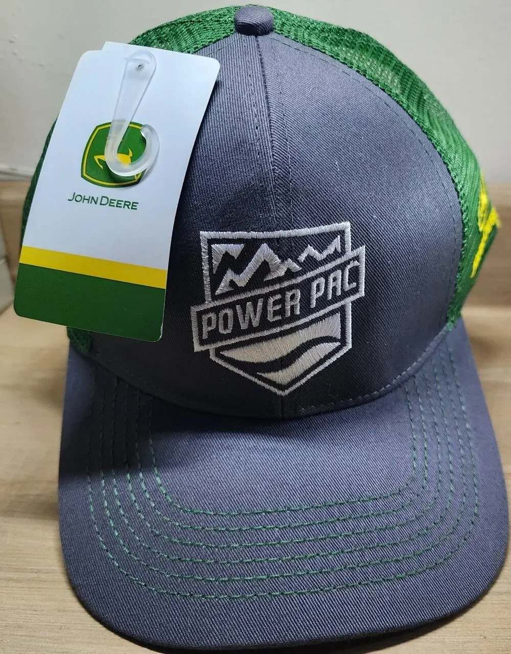 John Deere Power Pac Trucker Hat Men's OS Adjustable Gray Green New See Pictures